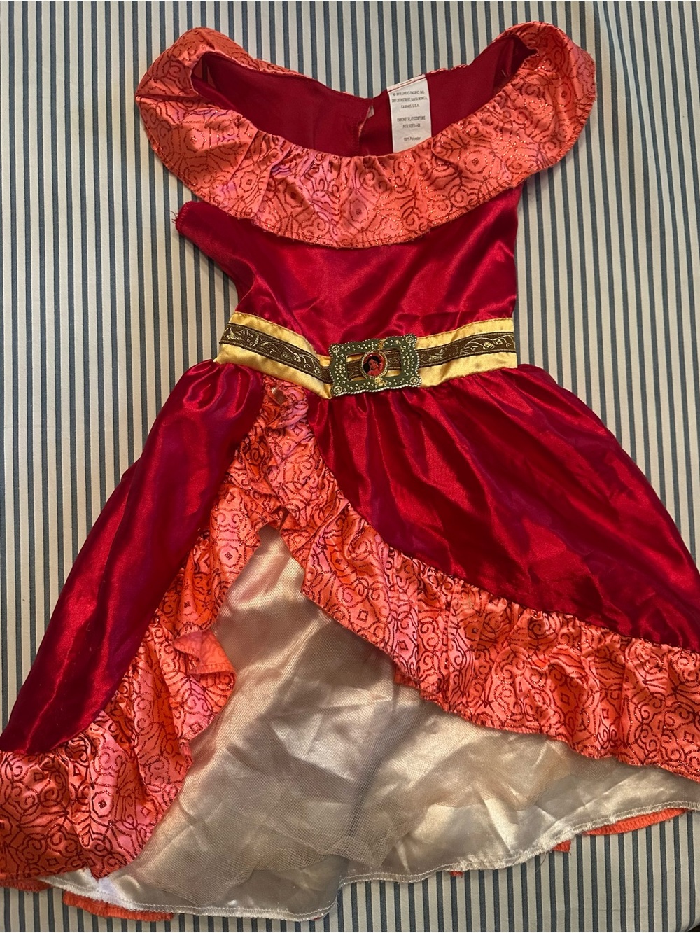 Girls Red Princess Theater Dress with Gold Belt